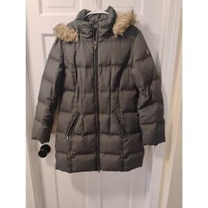 Tribal Green Puffer Coat size S w Fur Hood